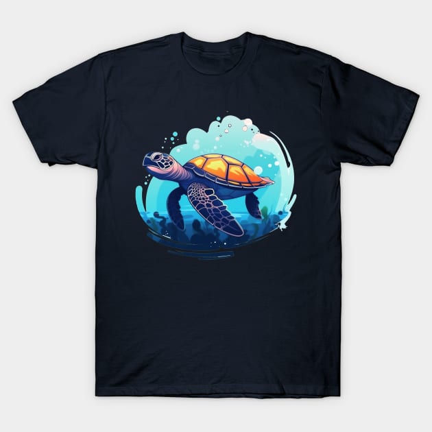 Blue turtle T-Shirt by javierparra